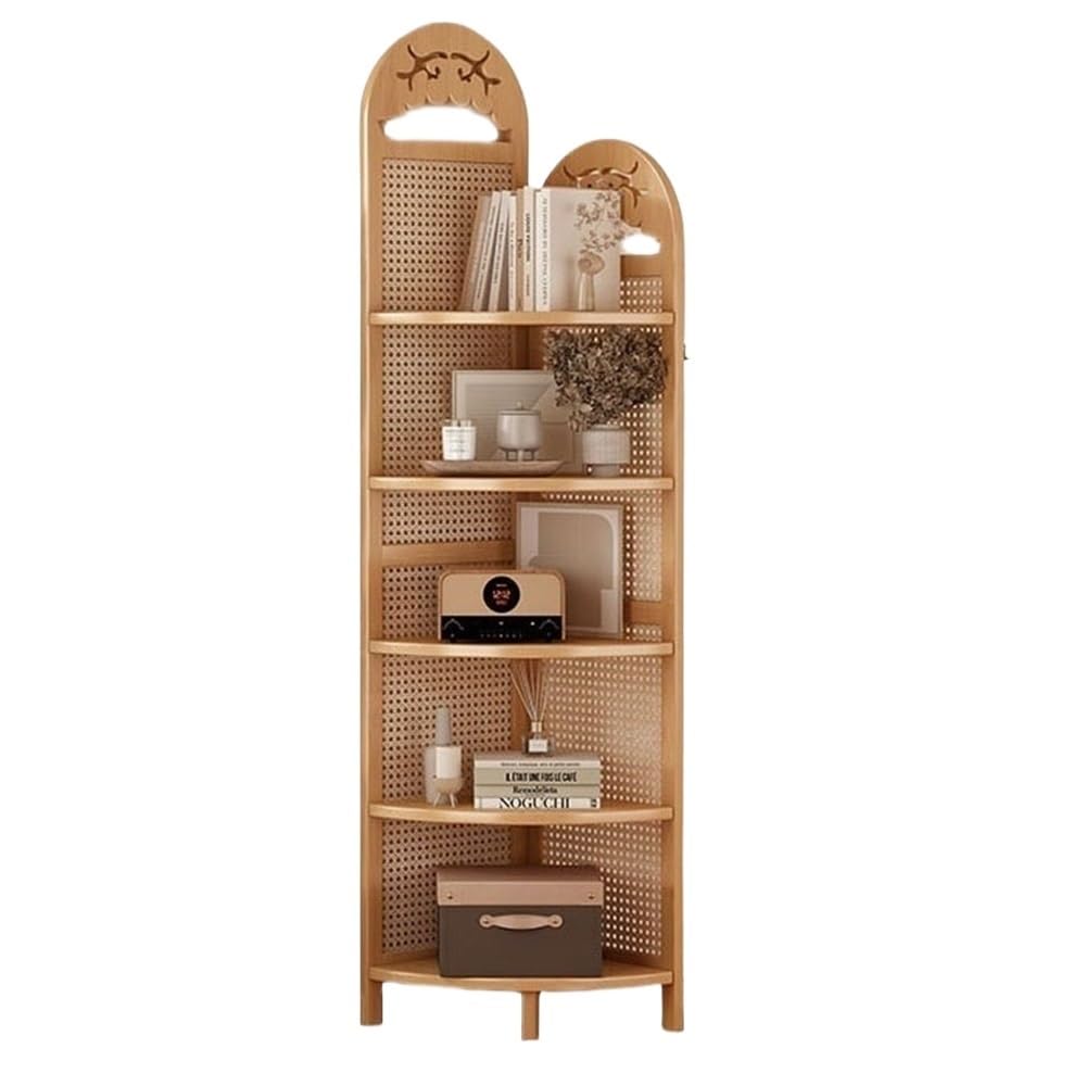 Lizhuzhuzs28 Bookcase Shelf Retro Style Corner Cabinet, Triangular, Sofa, Bedroom Shelf Bookshelf Display(Natural)