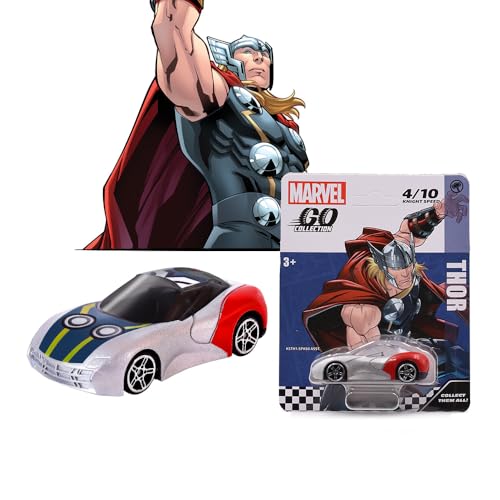 Marvel Go Collection | Knight Speed | Thor | 1:64 Diecast Toy Car | Ages 3 and Up | Collect Them All, Multicolor