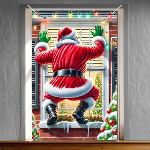 Vinilo decorativo de ventana Santa Claus Navidad 31x47 in miniatura 1