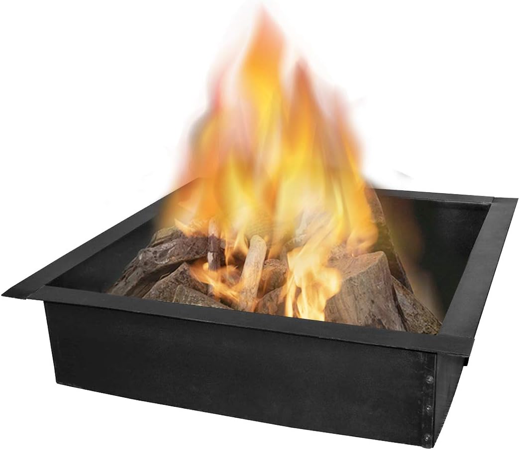Blue Sky Outdoor Living 36" Square Shaped Outdoor Fire Ring, Compact Steel Fire Ring and Bonfire Liner, Black