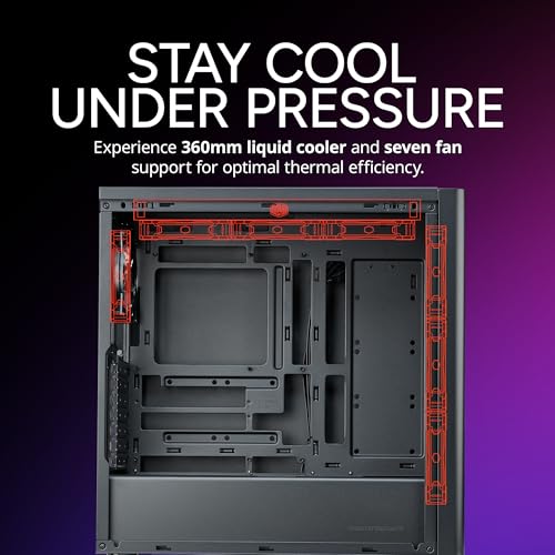 Image of Cooler Master Elite 502 Lite ATX High Airflow Minimalist PC Case, 410mm GPU Max, Compatible RTX 5090|RX 7090 XT, 360mm AIO Max, Type C, Tempered Glass, 120mm Fan, Intakes Grill
