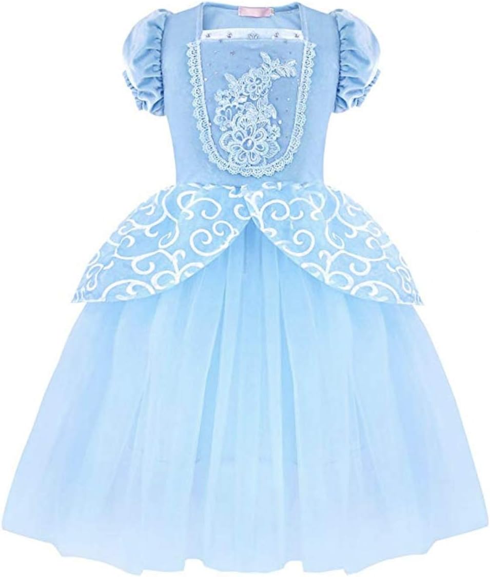 Yalla Baby Yellow Princess Dress Costume for Girls Kids Dress Up with Free Accessories - 90-140 cm 3-12 Years Birthday Party Cosplay Outfits