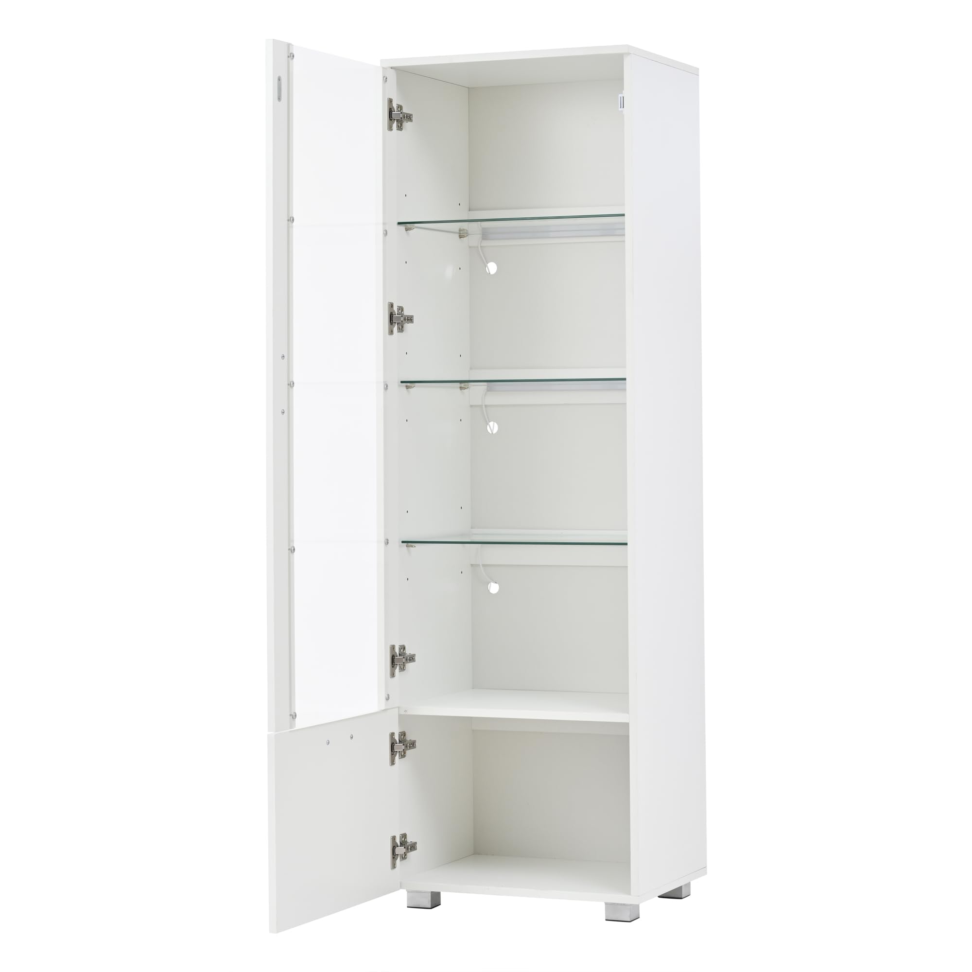 50 x 40 x 160 cm, vitrinas blancas brillantes con puerta acrílica, vitrina acrílica iluminada con LED, vitrinas para coleccionables, perfumerías, estanterías y vitrina acrílica con puertas