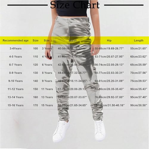 Girls Boys Metallic Jogger Pants Kids Shiny Jazz Hip Hop Dance Pants Sparkly Slim Fit Stage Performance Club Outfits3
