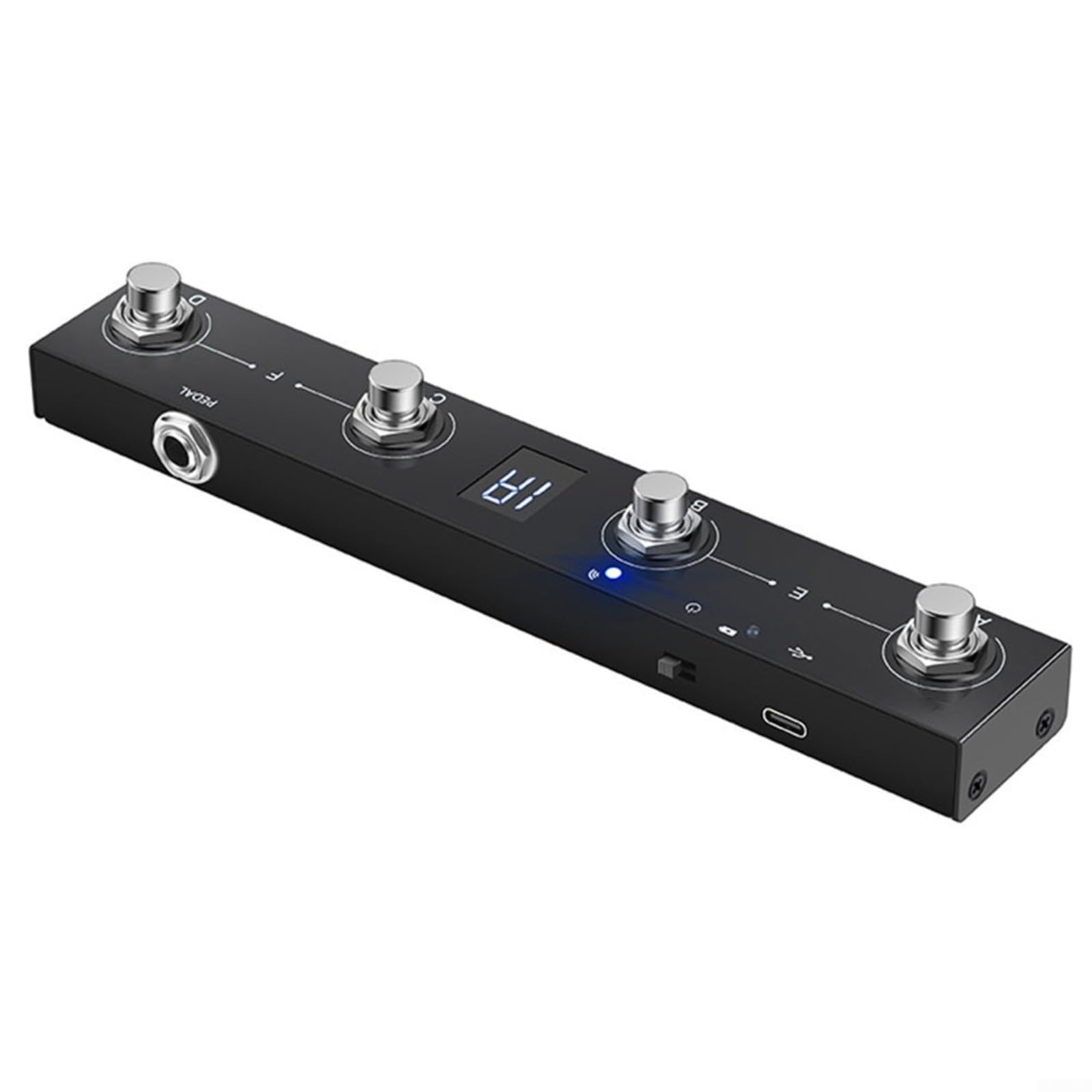 Controlador de pedal recargable con 4 botones para músicos, pedal USB portátil compatible con Chocolate Plus y soporte de control de aplicación, color negro