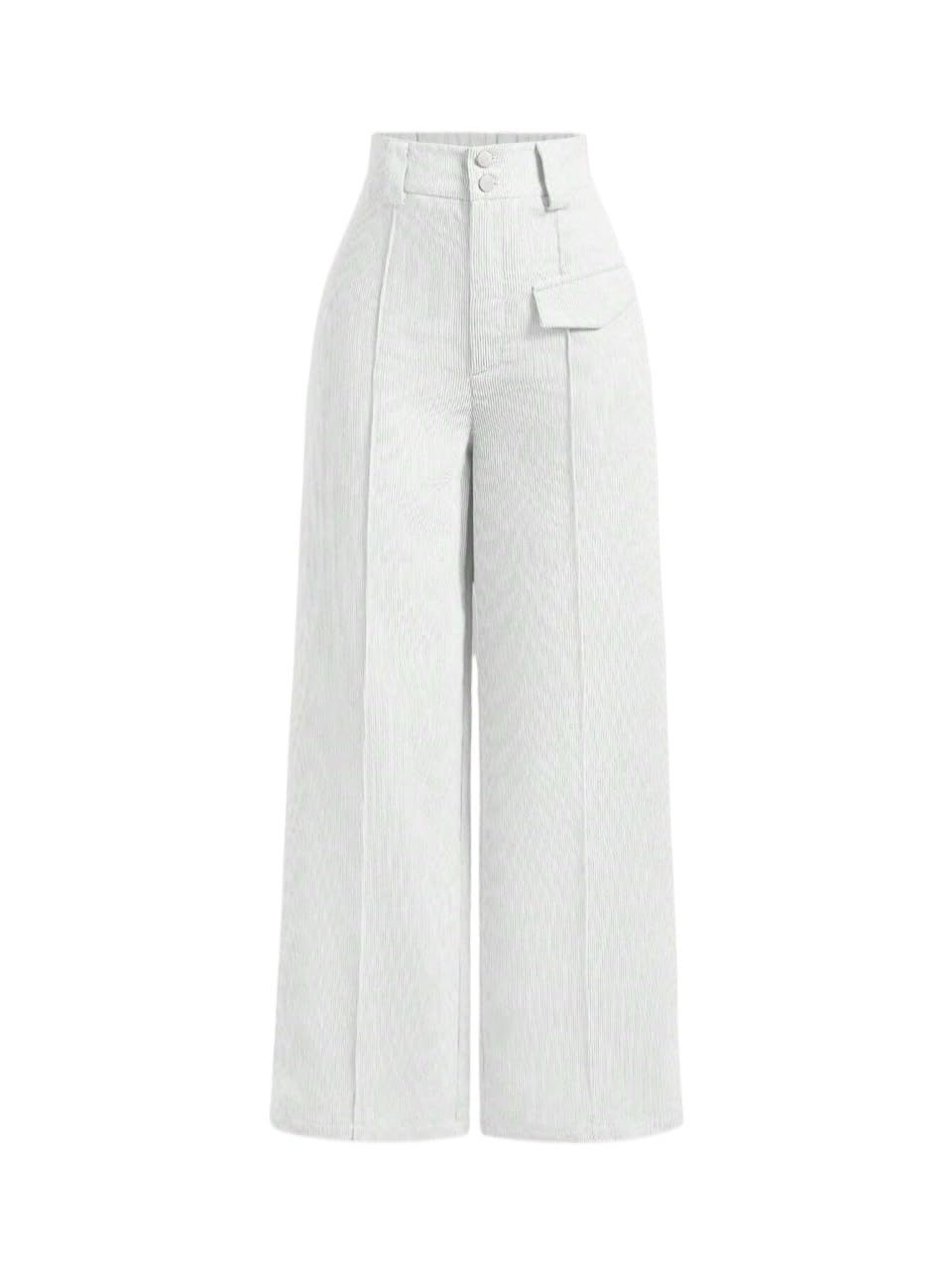 Womens Fall Solid Color Pleated Wide Leg Pants Trousers