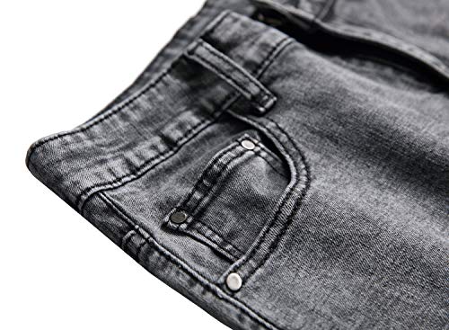 Andongnywell Men's Straight Fit Skinny Tapered Leg Jeans Man's Fashion Slim-fit Stretch Pocket Denim Pants3
