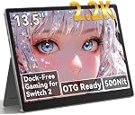 S135 Moniteur portable pour commutateur/interrupteur 2 portable 13.5 Des pouces, 2.2 K 2256 x 1504P Voyages Mini moniteur IPS Affichage 100% sRGB Haut-parleurs intégrés Mini HDMI pour PC Bureau Xbox PS4/5 Console