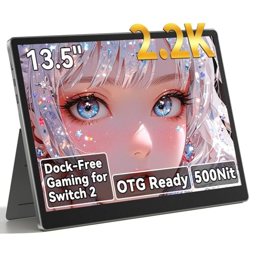 HAILESI S135 Portable Monitor for Switch/Switch 2 Laptop 13.5 Inches, 2.2K 2256x1504P Travel Mini Monitor IPS Display 100% sRGB Built-in Speakers Mini HDMI for PC Desktops Office Xbox PS4/5 Console