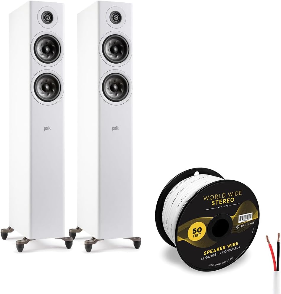 Polk Audio Reserve R500 Floorstanding Speaker Cable Bundle (White)
