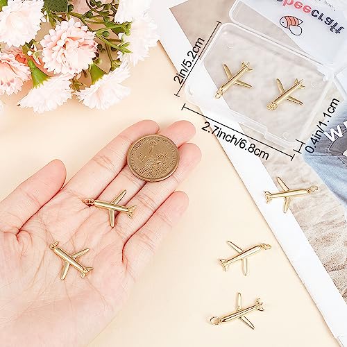 Beebeecraft 1 Box 8Pcs Airplane Charms 18K Gold Plated Aircraft Pendants Charms with Jump Rings for DIY Jewellery Gift Bracelets Necklaces Making - Image 3