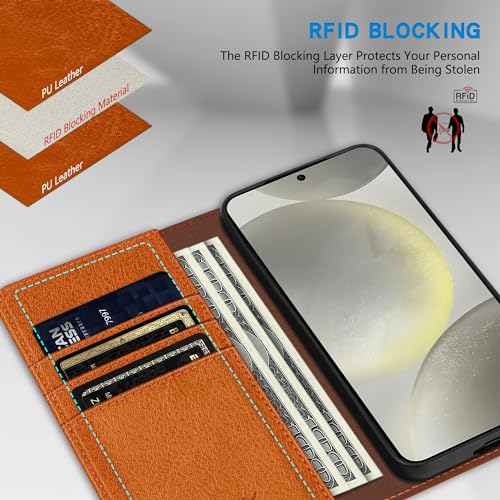 Image of ZZXX for Galaxy S23 FE Wallet Case Strong Magnetic 6.4 inch,Brown