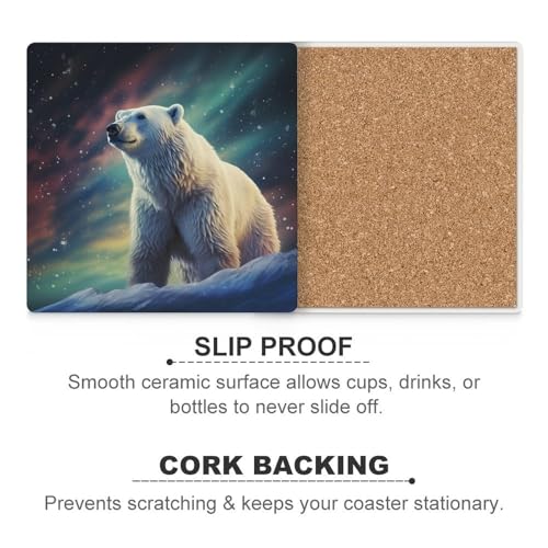 Lot de 4 dessous de verre en forme d'ours polaire, idée cadeau déco originale - 7