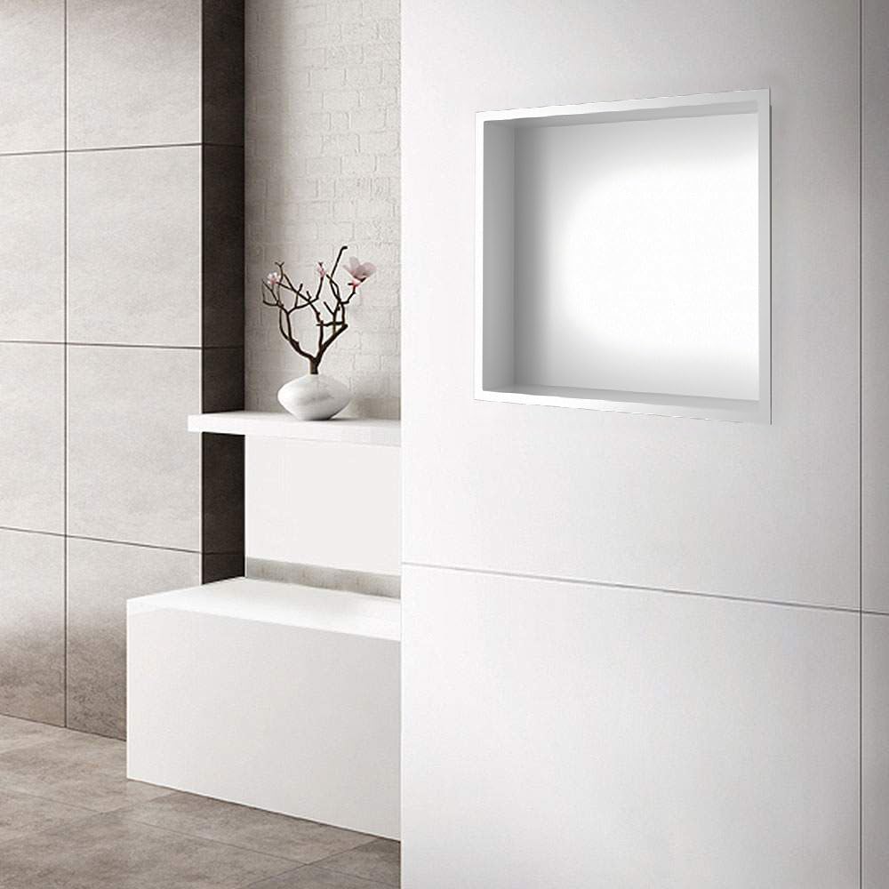 Kibath Hornacina Nicho de empotrar Cuadrada de 30 x 30 cm Acabado Blanco Mate Fabricado en Acero Inoxidable