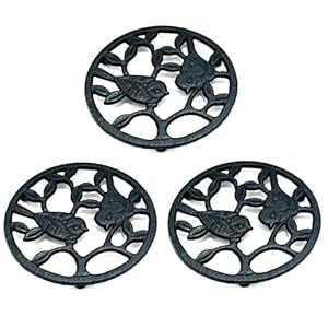 Castironbirdtrivetset3packdecorativemetalpotholdersrustproofrubberfeetforhotdishespansteapotskitchendiningdecorblack Urban Country Home Decor Cast iron bird trivet set 3 pack decorative metal pot holders rustproof rubber feet for hot dishes pans teapots kitchen dining decor black urban country home decor