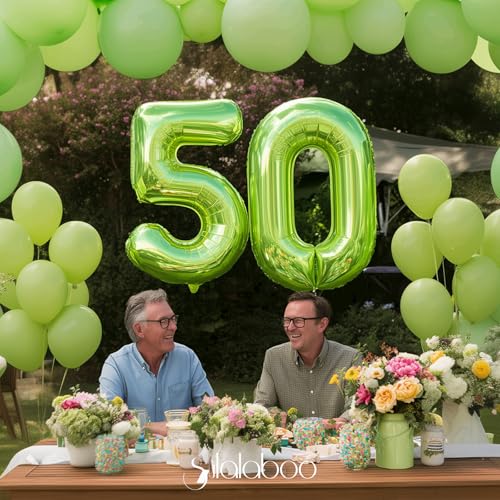 Image of 40 Inch Green Number 50 Balloon Lime Big Large Helium Number 0-9 | Giant Digital 50th Foil Mylar Party Balloon for Birthday Party Anniversary Graduation Decorations