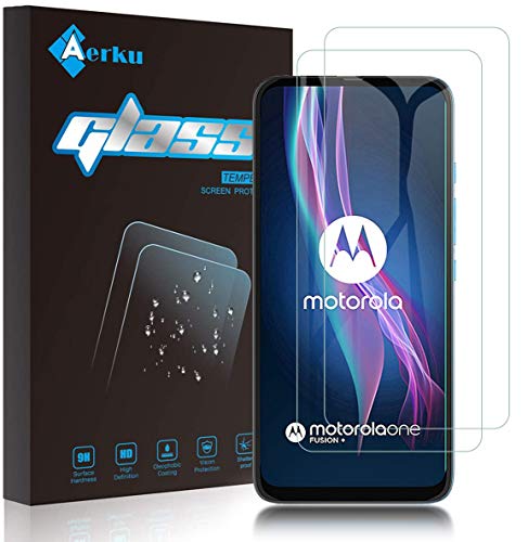 Aerku Protector de Pantalla para Motorola Moto One Fusion Plus [2 Piezas], 9H Dureza Alta Sensibilidad 2.5D[Sin Burbujas] Cristal Templado Protector de Pantalla para Moto One Fusion +[Transparente]