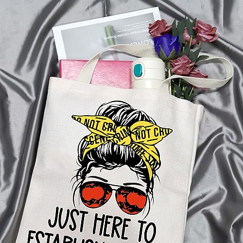 GJTIM True Crime Gift Seriel Killer Gift Just Here to Establish and Alibi Makeup Bag for Crime Show Fan(Alibi Tote)3