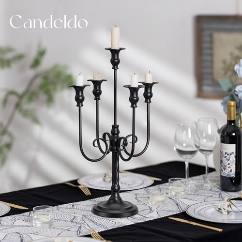 Image of Candeldo 20 Inches Black Candelabra Halloween Decorations Set of 2
