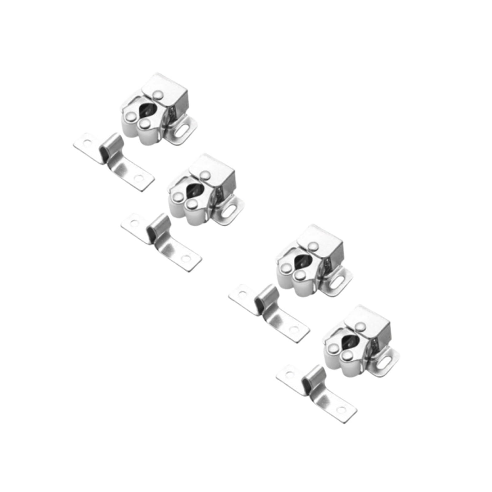 10 Sets Press Wardrobe Door Buckle Cabinet Latches Double Roller Catch Hardware for Furniture,Cupboard,Drawers,Closet for Furniture(Silver)