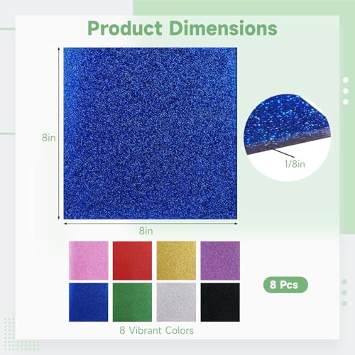 Image of 8 Pcs Glitter Acrylic Sheets, 8x8 inch Colored Acrylic Sheets for Engraving, 1 /8 inch Thick Translucent Plastic Panels for Cutting DIY Signs, Art Crafts, Decorations
