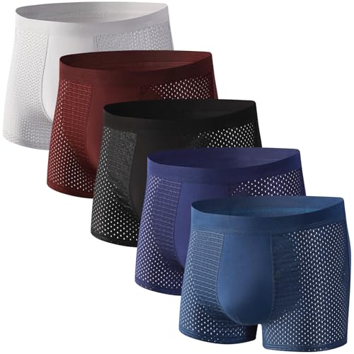 5 Pack Upgrade Bamboo Boxer Briefs- Breathable Mens Soft Comfortable Underwear