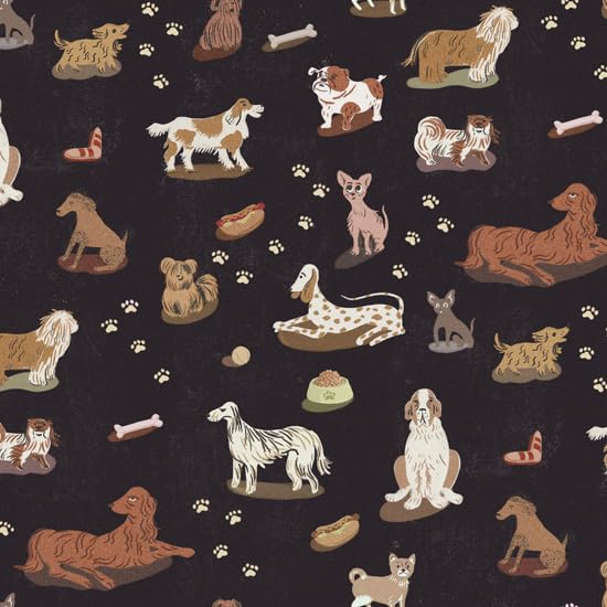 Amazon | nora. ST1147-C 犬柄 イラスト調 シーチング 生地 手芸用 綿  