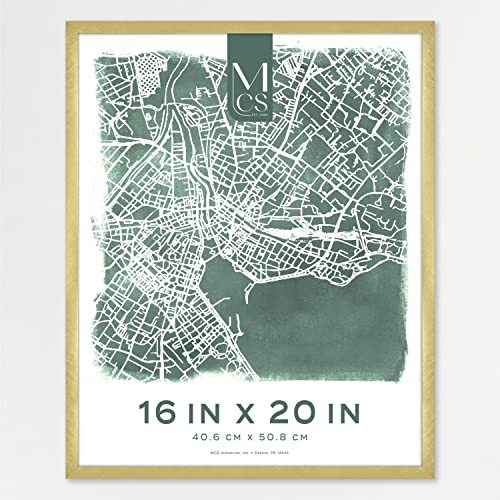 Image of MCS Edgeline Metal Poster Frame, Back-Loading Picture Frame For Wall Art, 16 x 20 Inch, Brass