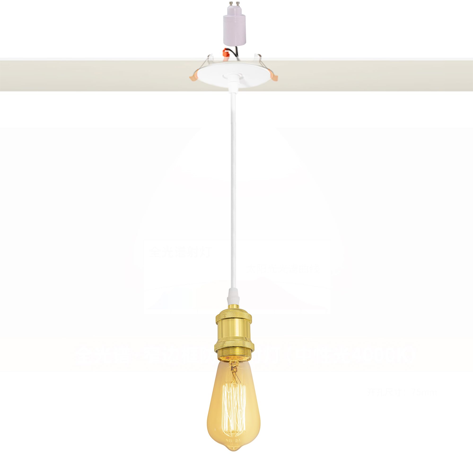 FSLiving Recessed Ceiling Round Downlight Fittings,Bright Gold Retro GU10 Downlights, Recessed Pendant Lights, Cutout ?8-85mm, Convert GU10 Spotlight to Pendant, max. 60W 240V, No Bulbs TB0119