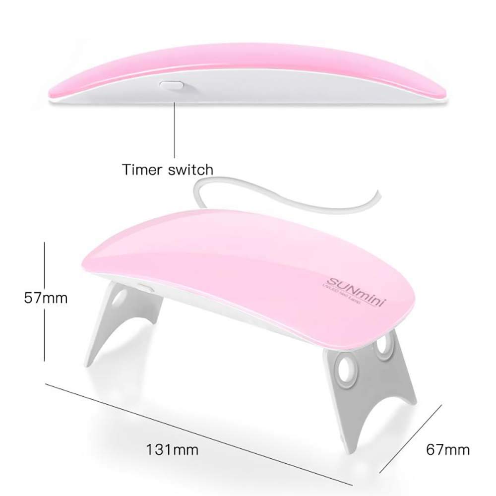 Mini UV LED Nail Lamp Portable Nail Dryer for Gel Nail and Curing Nail with 2 Timers(45S/60S) and USB Charging(Pink)