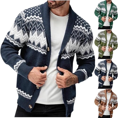 Cambkatl Men's Shawl Collar Christmas Cardigan Sweaters - Cozy V Neck Button Down Long Sleeve Fall Knitted Casual Outerwear2