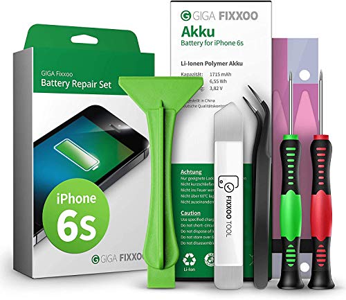 GIGA Fixxoo Kit de reparación de batería Compatible con iPhone 6s| Sustitución Sencilla con Instrucciones y Herramientas Incluidas en el Kit en Caso de batería defectuosa