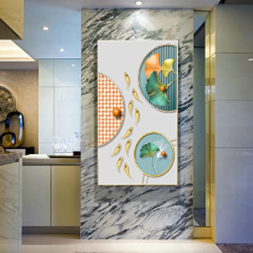 Pintura de nueve peces vertical para decoración de entrada de lujo