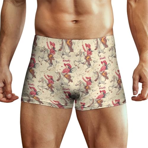 Pink Cowgirl Print Mens Underwear, Soft Boxers for Men, Moisture-Wicking Breathable Boxer Briefs - Main Image