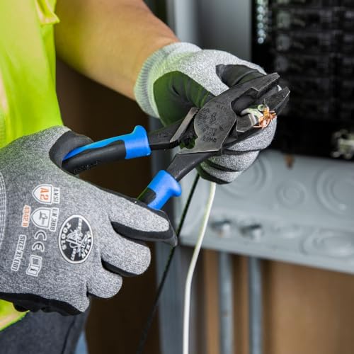 Klein Tools J2000-9NECRTP Side Cutter Linemans Pliers, Made in USA, with Tape Pulling and Wire Crimping, High Leverage, 9-Inch - Image 4