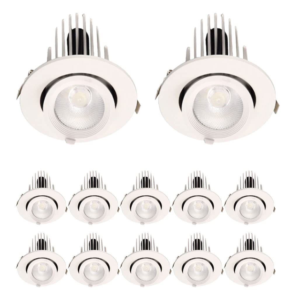 12 Sztuk 3,5-Calowej Lampy Wpuszczanej Led Z Gimbalem, Obrotowa, Regulowana Lampa Wpuszczana W Źrenicę Oka, 10 W/20 W/30 W/40 W, Lampa W Kształcie Trąby Słonia,