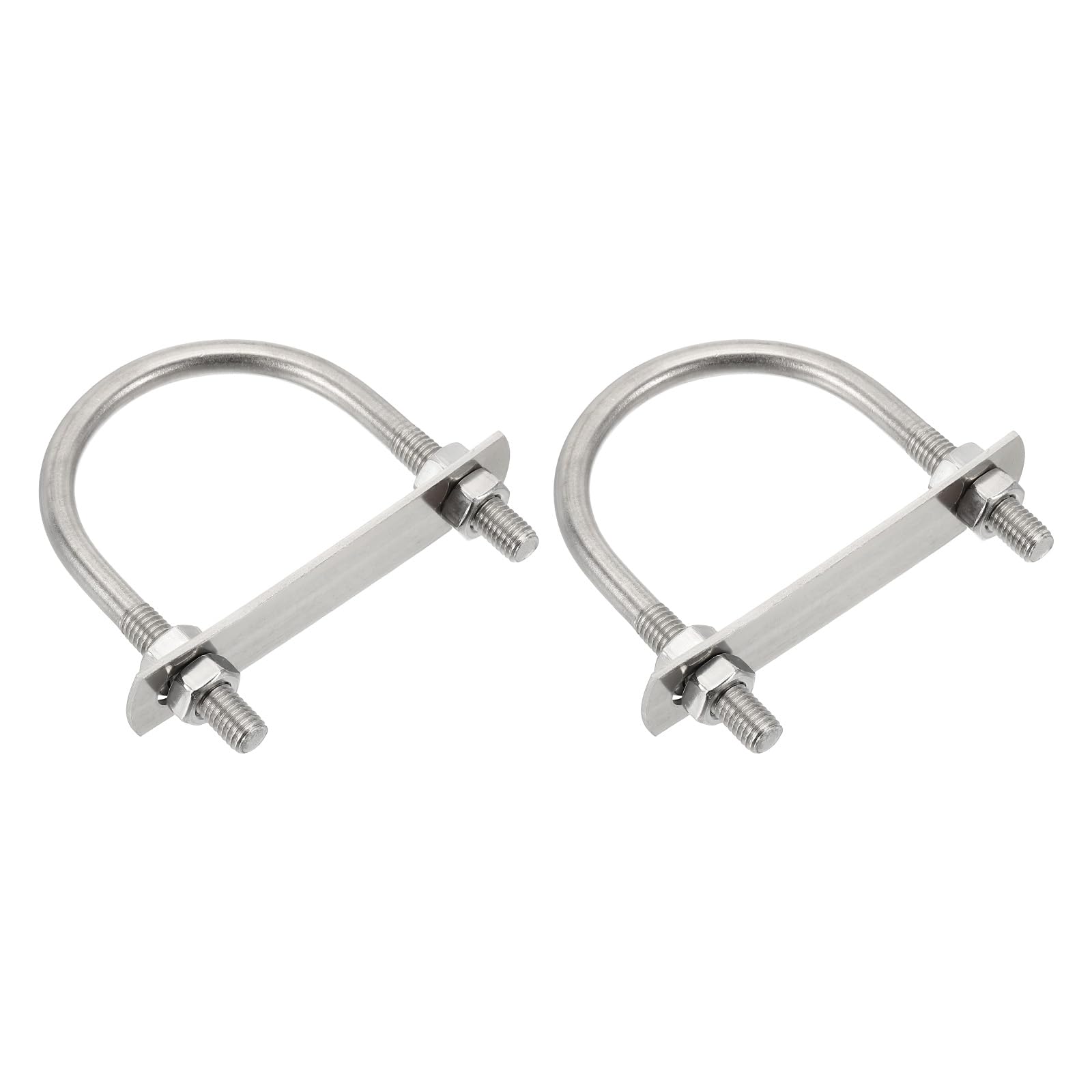 sourcing map M8 U-Bolts, 2 Sets 57mm(2.24") Inner Width 82mm Length 304 Stainless Steel Round Bend U Clamp with Nuts and Plates for Ski Boat, Fishing Boat