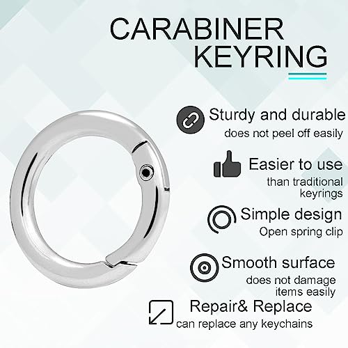 Image of CooBigo 3 /4 Inch Trigger Spring O Rings, Metal Round Carabiner Clip Snap Hook, Keyring Buckles for Replacement Purse Strap, Paracord Lanyard , Keychain Rings Hardware DIY Crafts Making 10pcs Sliver