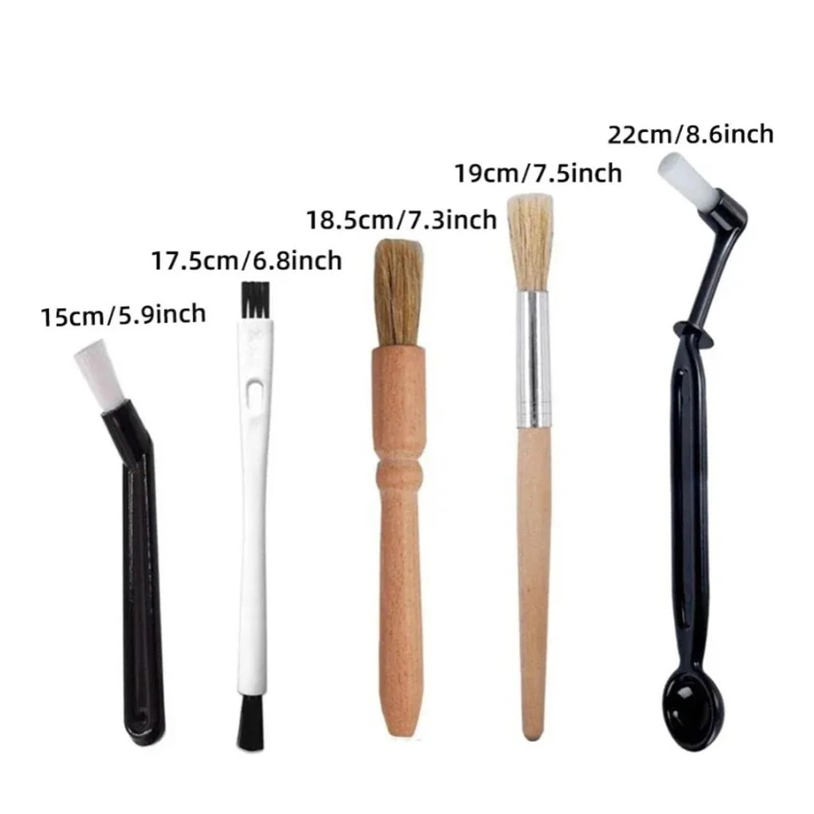 Kaffeemühle Reinigungsbürste Kaffeemühlenbürste aus Holz | Maschinenreinigendes Nylon-Reinigungsset(A-5PC)