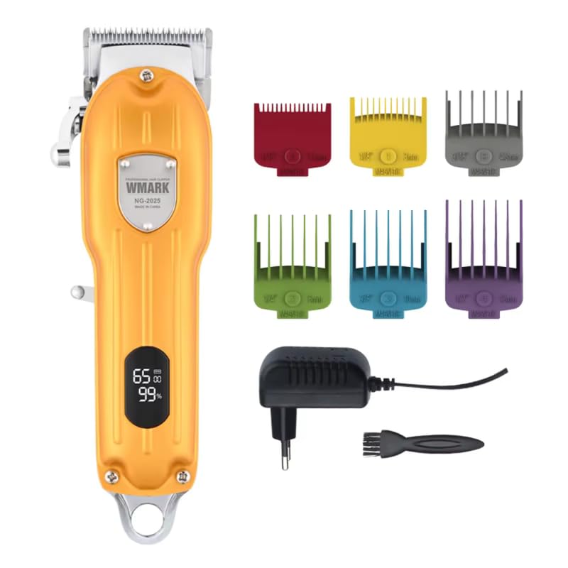 Image of WMARK NG-2025B Salon Series Professional Metal Body Cordless Hair Clipper Digital Display 6500 RPM Powerful rotary Motor High Carbon steel 6 Guide Comb Taper Lever Adjustment Runtime: 240 min, Model 1