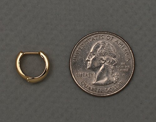 Small 14K Gold Huggie Hinged Hoop Earrings.50 Inch (13Mm) (5Mm Wide) (Yellow) #TOP4