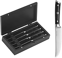 Vista 1 de Master Maison Juego de 4 cuchillos de carne de 5 pulgadas ultra premium 4 cuchillos alemanes de acero inoxidable sin dentar + caja de regalo