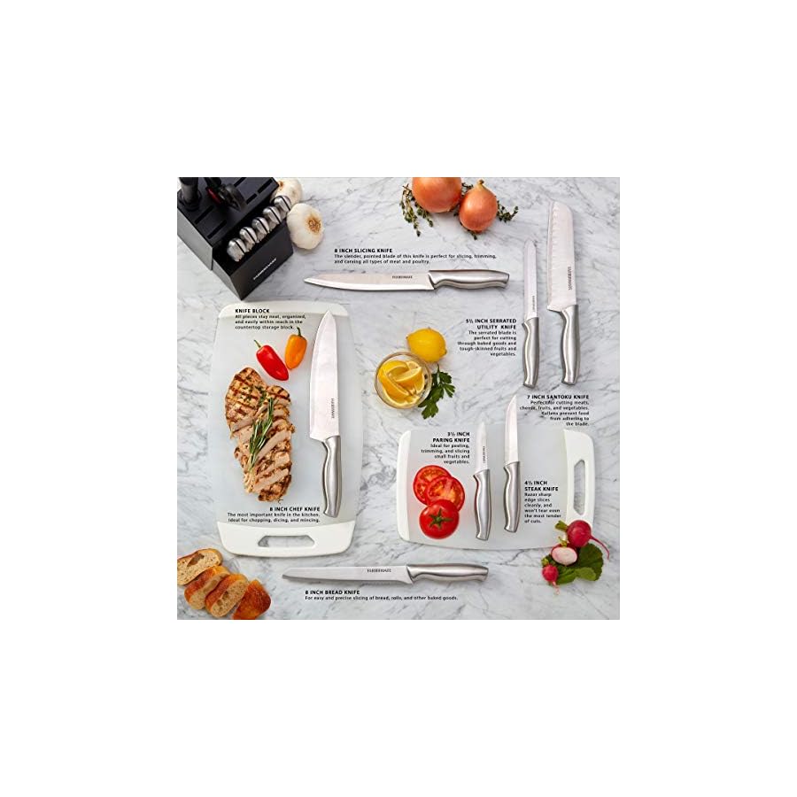 Farberware-15-Piece-Stamped-Stainless-Steel-Knife-Block-Set-High-Carbon-Stainless-Steel-Kitchen-Knife-Set-with-Ergonomic-Handles-Razor-Sharp-Knives-with-Wood-Block-15-Piece-Black-2 Farberware 15-Piece Stamped Stainless Steel Knife Block Set, High-Carbon Stainless Steel Kitchen Knife Set with Ergonomic Handles, Razor-Sharp Knives with Wood Block, 15-Piece, Black 2
