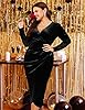 ZOMVA 2024 Plus Size Velvet Wrap Dress Ruched Body... #5