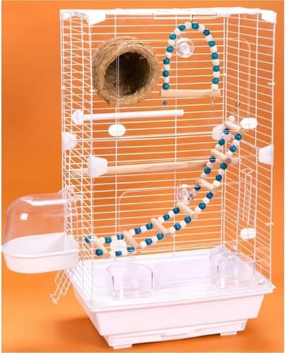 KOKUMON 大型鳥かご 高級ケージ 鳥小屋 ローリングスタンド付き 取り外しトレイ付き セキセイインコ オウム オカメインコ 中型鳥用