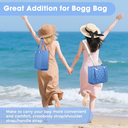 Image of Strap Wrap for Bogg Bag Accessories, Adjustable Shoulder Crossbody Long Strap with Handle Wrap for XL Medium Bog Bag Simply Southern Beach Rubber Tote Bags -White