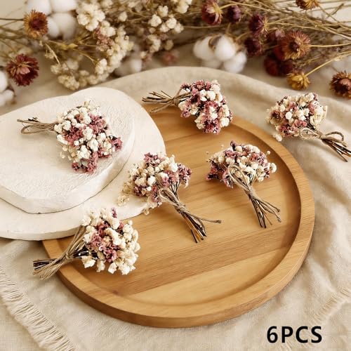 Ramo de flores secas artificiales Babys Breath con tallos 9cm miniatura 4