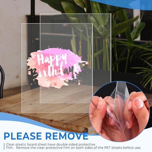 Image of TKOnline 7 PCS Plexiglass Sheets, 8 inch x 10 inch x 0.04 Clear PET Sheet Panels, Clear Acrylic Plastic Sheet for Picture Frame, Invitations, Poster Frames Plastic Board