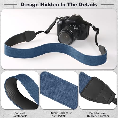 Image of Universal Camera Strap - Camera Neck Strap, Adjustable Shoulder Straps Compatible with Canon, Fujifilm, Nikon, Olympus, Panasonic and other SLR and mirrorless cameras - Blue