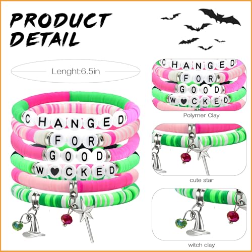 Wicked Merch Friendship Bracelet for Women Magic Wand&Witch Hat Wicked Beaded Bracelet Halloween Jewelry Gifts Fans Party Dress Costume Accessories2